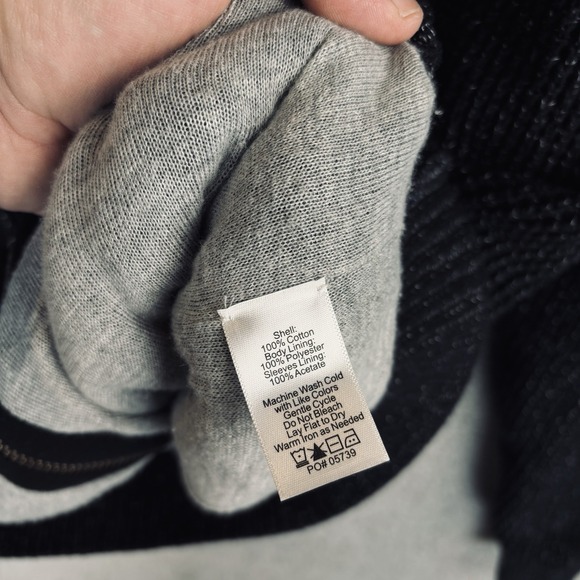 32 Bar Blues Sweater Jacket Mens M Full Zip Long Sleeve Pocket Distressed Black - Picture 4 of 7